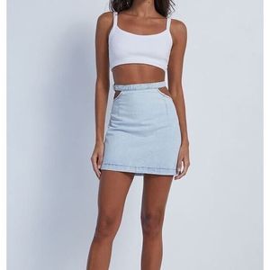 NWT We Wore What‎ Cut Out Light Denim Mini Skirt Size Medium
